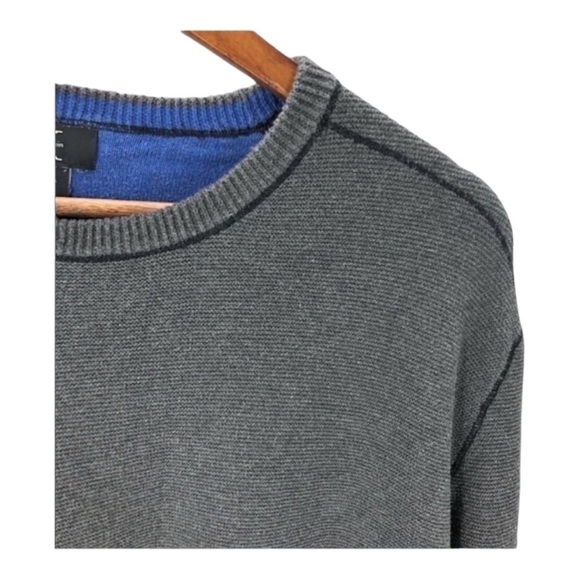 4/$45 CALVIN KLEIN Grey Long Sleeve Crew Neck Pima Cotton Knit Sweater Large - Picture 3 of 6
